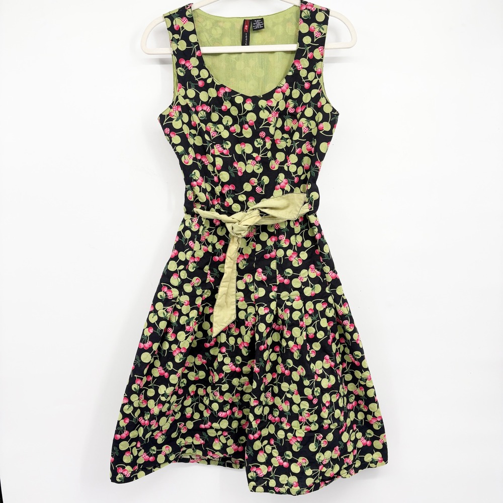 Tease Women Cherry Fruit Print Retro Rockabilly Pinup Fit Flare Dress Size 10